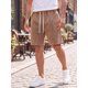 thumbnail image 4 of Pantalones Cortos de Verano para Hombre INSPIRE CHIC Lavado Vintage Desgastado Sólido con Cintura de Cordón M Marrón, 4 of 5