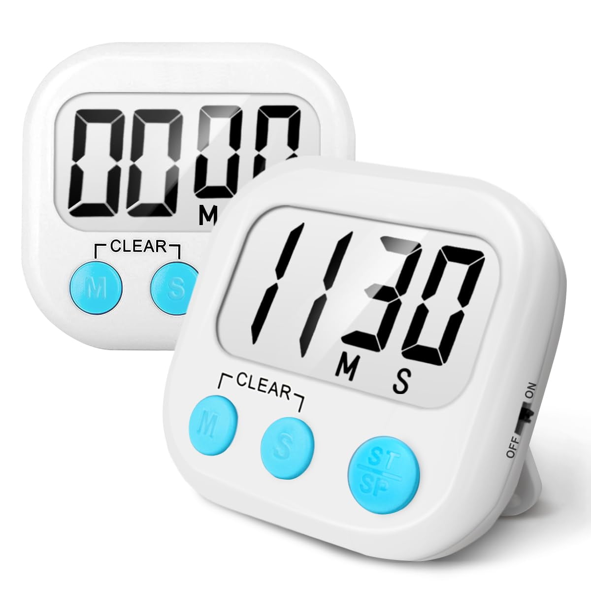 Temporizador De Cocina Aouce, 2 Unidades, Alarma Fuerte, Magnético, Blanco