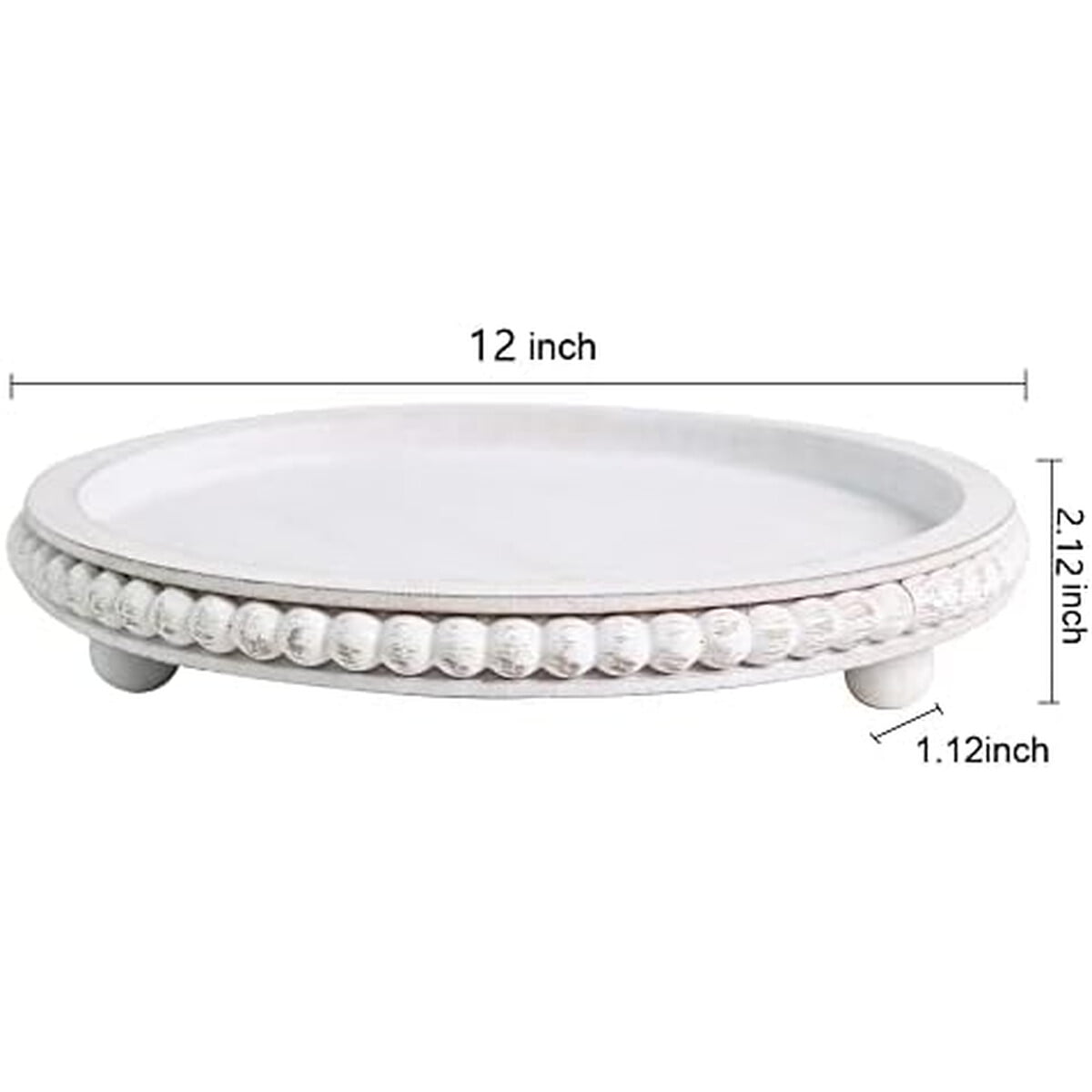 Bandeja Madera Redonda Hpc Decor 30cm Blanca Beads