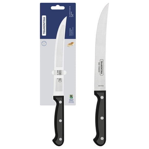 Cuchillo Trinchante Tramontina Ultracorte Con Lámina De Acero Inoxidable Y Mango De Polipropileno Negro De 8""