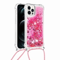 Funda Foxdock Para Iphone 12 Pro Con Cuerda Ajustable, Brillo Líquido, Protección Antigolpes Y Lente – Ideal Para Regalo