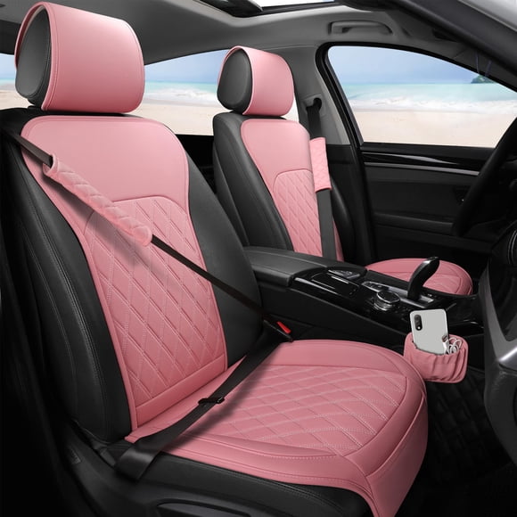 Fundas de Asiento Sanwom de Cuero PU Rosa - Pack de 2 Impermeables