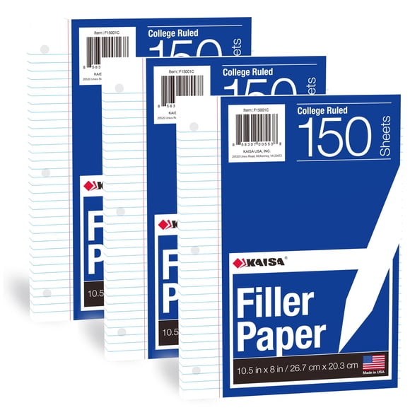 Relleno de Papel KAISA 21x26 cm Rayado Universitario - Pack de 3