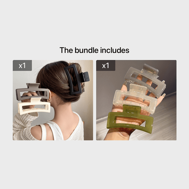 3pcs Oversized Square Hair Claw Clips - Non-Slip, Strong Hold & Perfect for Thick Hair!