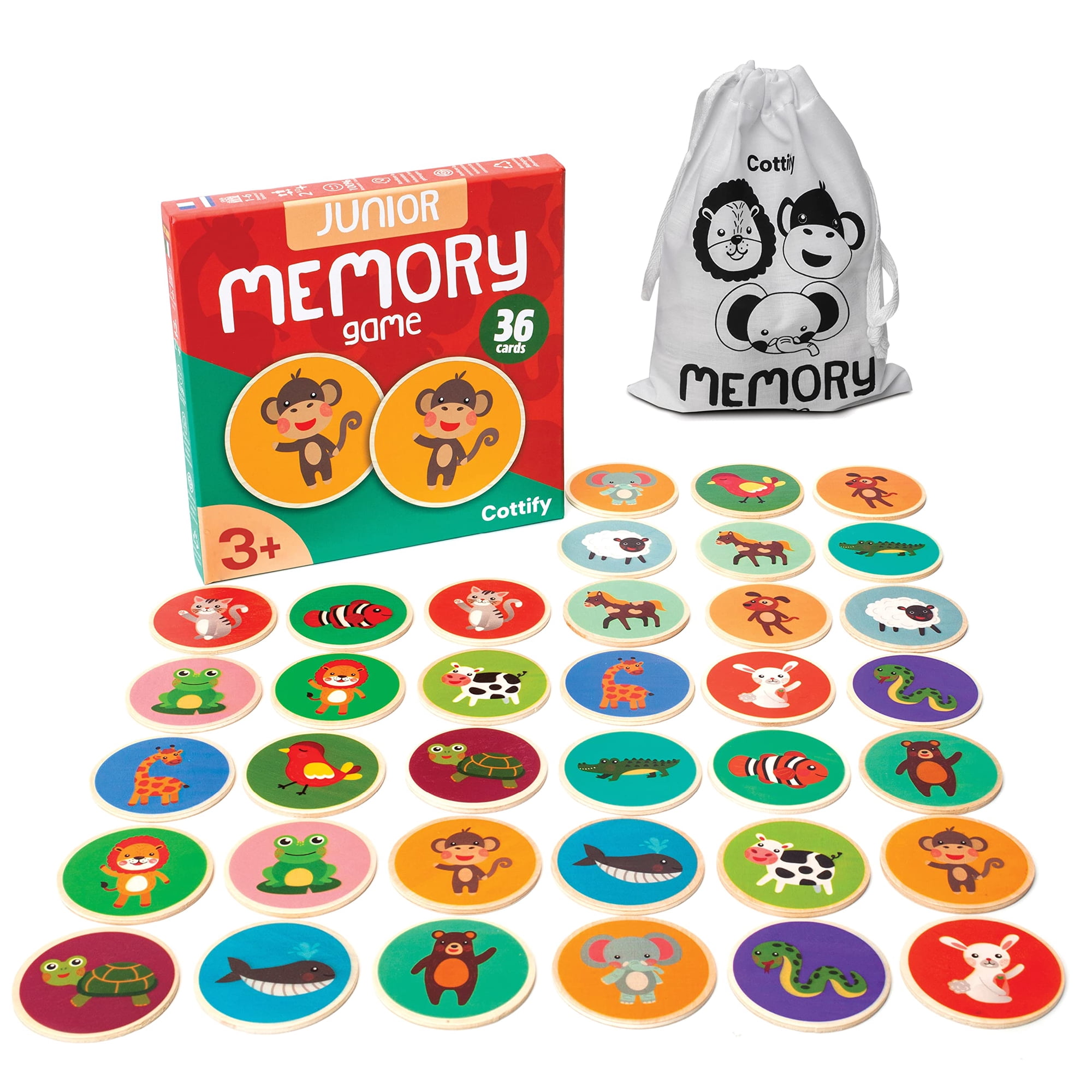 Cottify - Juego De Memoria Inspirado En Montessori, De Madera, De 2 A 4 Años