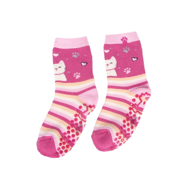 Calcetín Bebé Niña Antideslizante Gatito Rosado