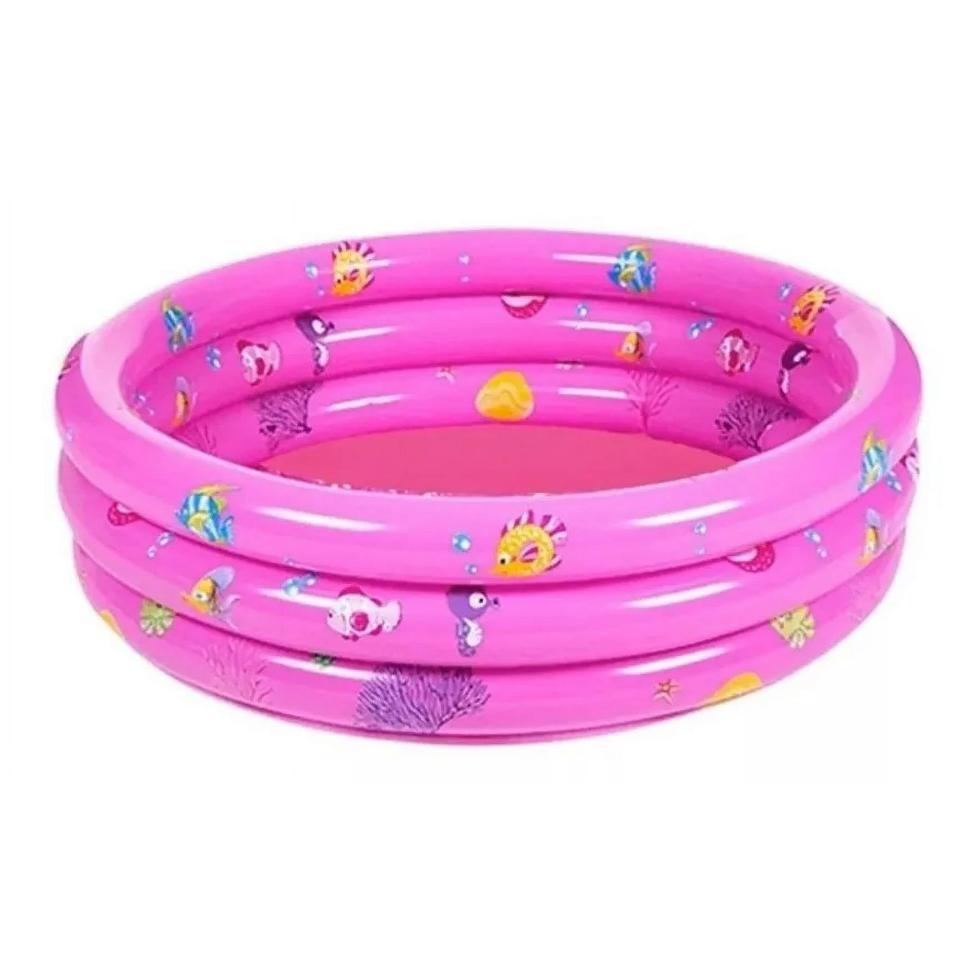 Center Web - Piscina Inflable Plástico Niños 3 Anillos 120cm Verano Rosa