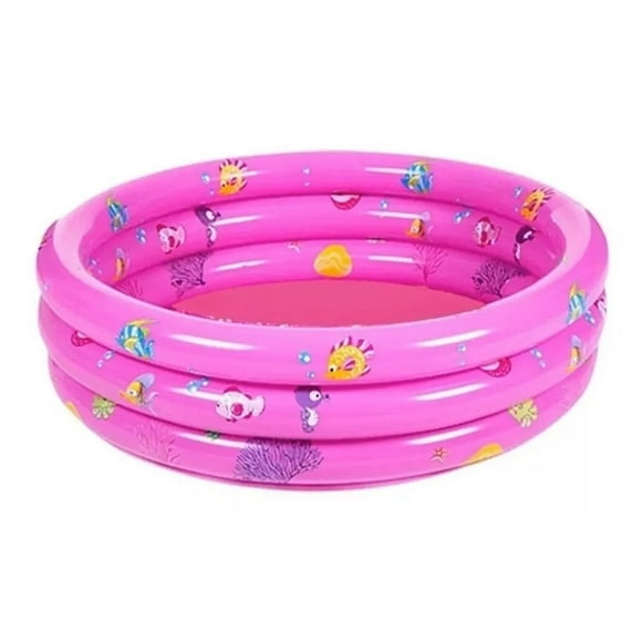 Piscina Inflable Plástico Niños 3 Anillos 100 Cm Verano Rosa
