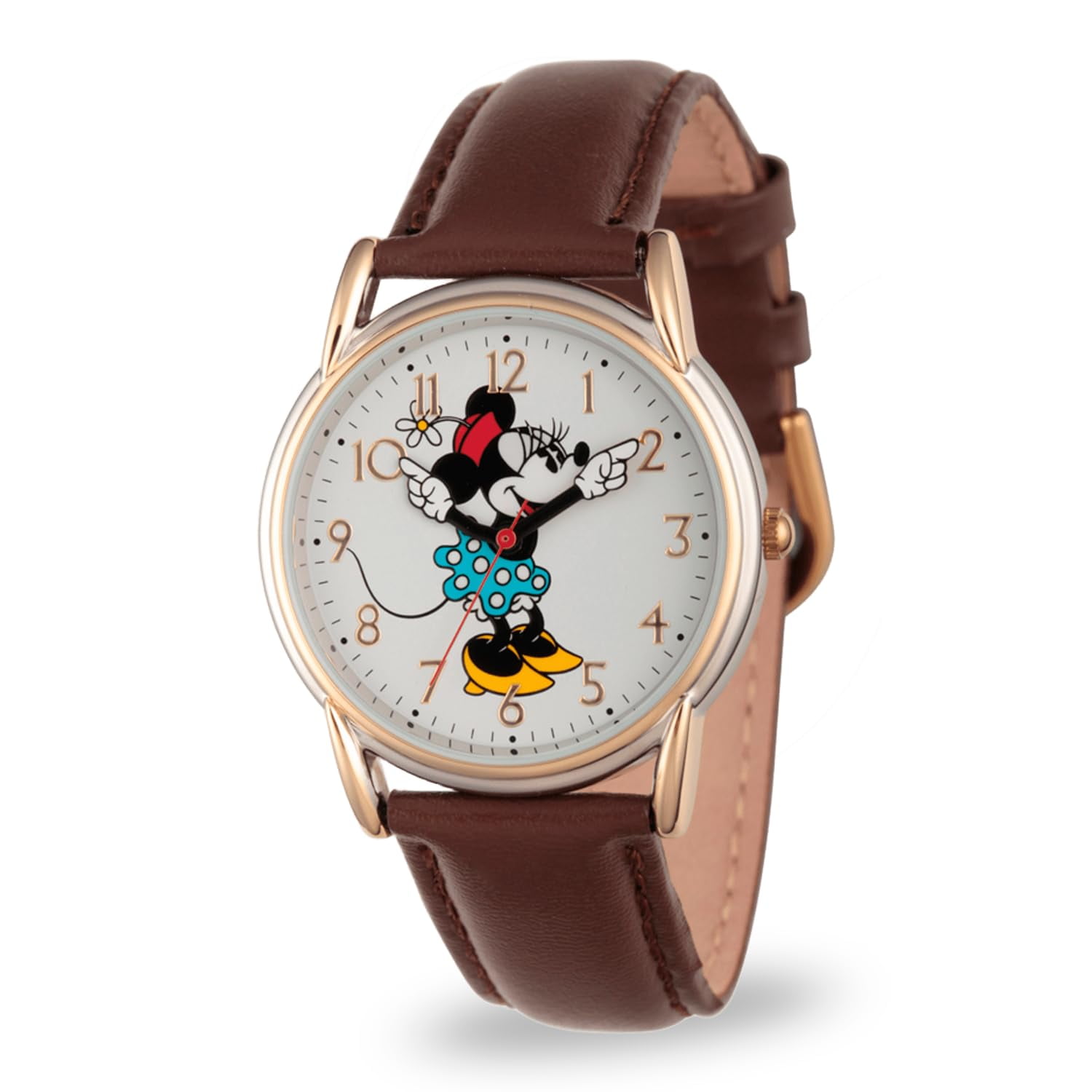 Reloj Disney Minnie Mouse Para Mujer Con Correa De Cuero Marrón