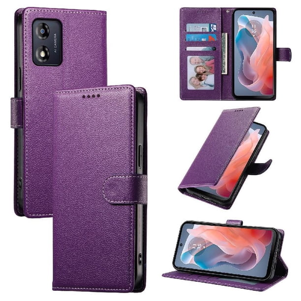 Funda para FOXDOCK Motorola Moto E13– Cuero Premium, 3 ranuras para tarjetas, Protección contra impactos