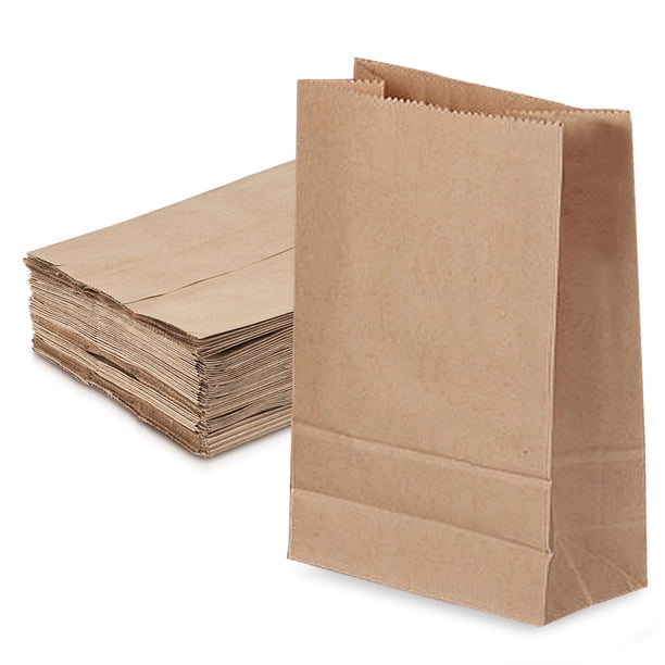 Bolsas de papel kraft multiusos para comestibles y almuerzo, bolsas de papel marrón para compras, almacenamiento, botes de basura pequeños y más, 50 unidades