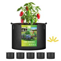 Ipower - Paquete De 5 Bolsas De Cultivo De 10 Galones, Macetas De Tela No Tejida Gruesa Para Aireación, Resistentes Y Duraderas, Con Asas De Correa Para Jardín, Color Negro.