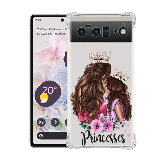 1pc Phone Case With Super Mom Pop Pattern Transparent Four-corner Anti-fall Phone Case For Google 7PRO/7A/7/6PRO/6A/6