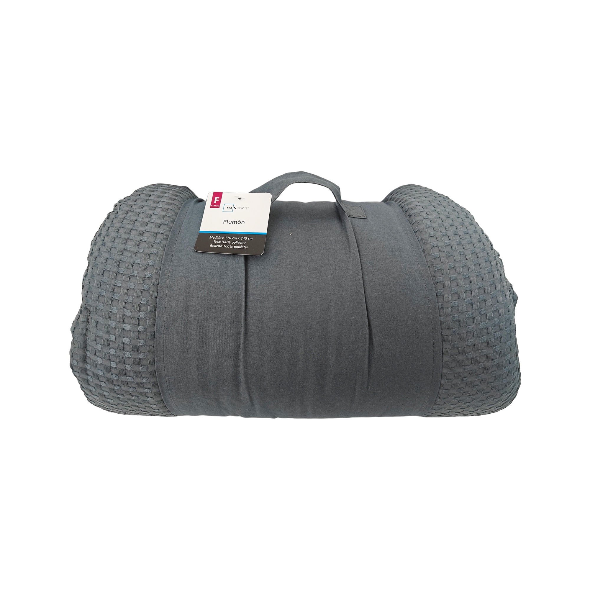 Mainstays - Plumón Waffle 1.5 Plaza Gris Oscuro 100% Poliéster