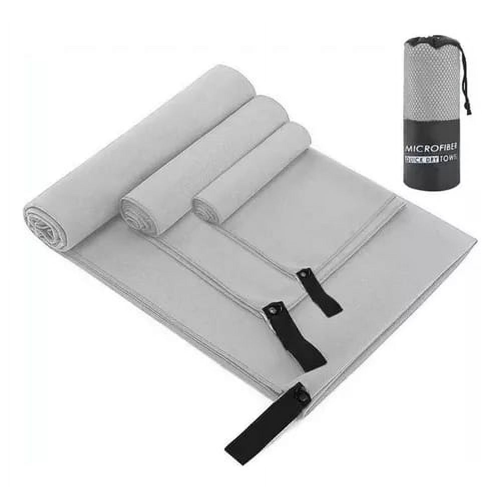 Partyglobos - Toalla Baño Viaje De Microfibra De Secado Rápido, 3 Pcs Gris