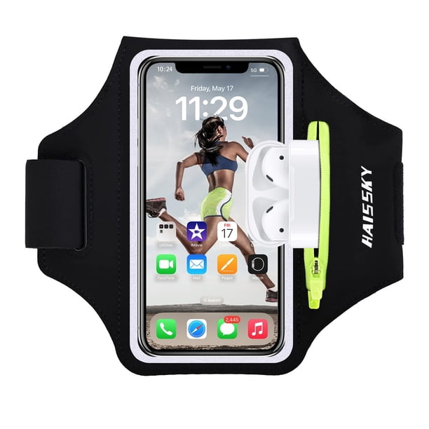 Banda para smartphone HAISSKY con bolsillo con cremallera, 20‑46 cm, resistente al sudor