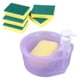 thumbnail image 4 of dor de líquido para lavar platos con soporte de esponja dor de jabón de cocina multifuncional con capacidad de 1000 ml (6 X estropajos , Violeta, 4 of 5