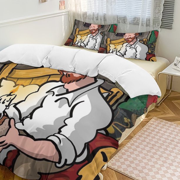 Oil Painting Style 3-Piece Twin Bed Set - Includes 1 Single Comforter And 2 Pillowcases Bedding - Fade Resistant Microfiber - Oil Painting Style