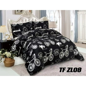 Aladdins Shop - Cobertor De Invierno De Plush Y Chiporro 2 Plazas Negro Bicicletas
