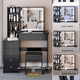 thumbnail image 3 of 37" Left Bedside LED Dressing Table + Cushioned Stool, Large Sliding, Touch Control, 3-color Switching Mirror, Multi Layer High Capacity Storage Fashion Makeup Vanity Set, EPA, GCC, UL Certificate, 3 of 3