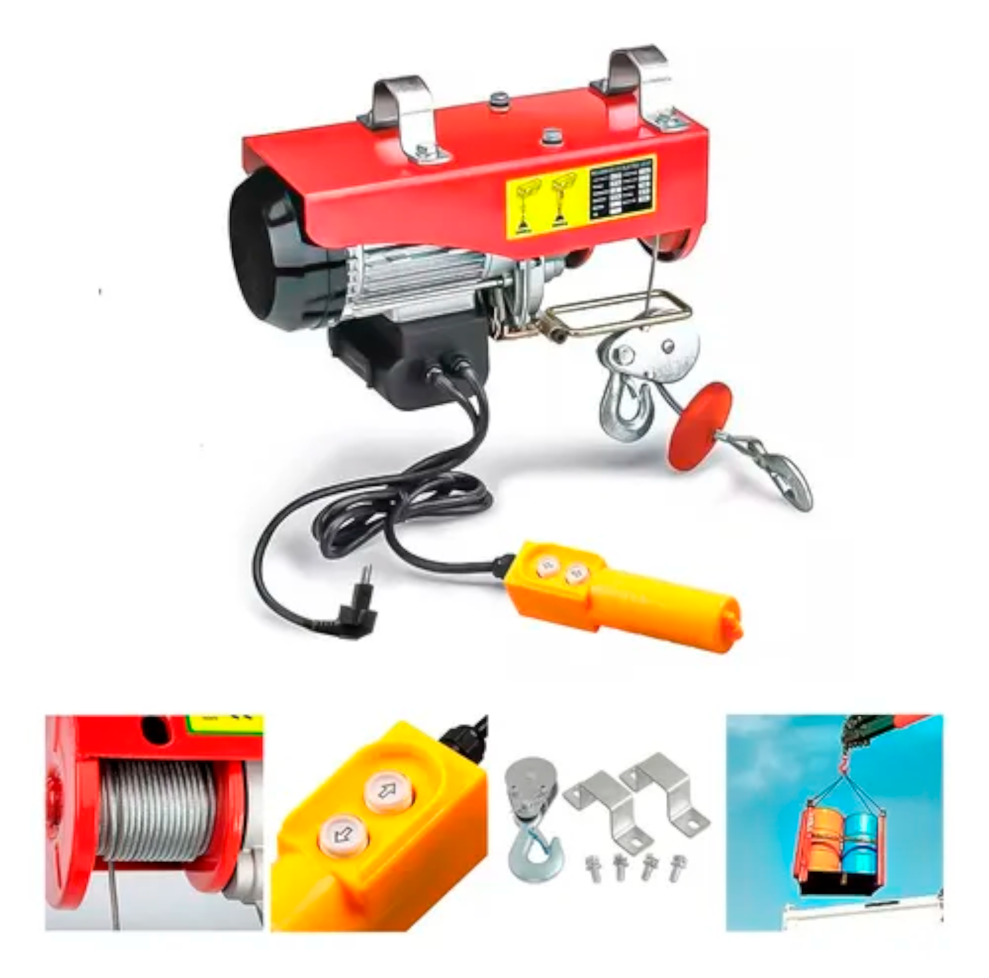 Aspor - Tecle Eléctrico De Levante 500K 12 Metros Cable Acero 1050W