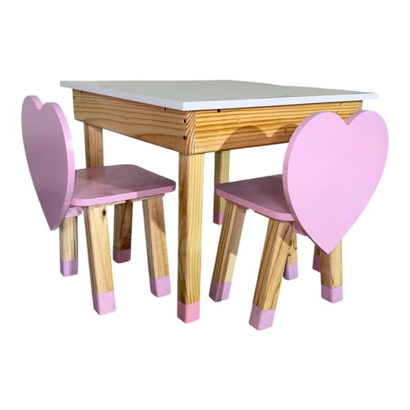 Set de 2 Sillas y Mesa para niños de Corazón