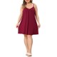 thumbnail image 4 of Agnes Orinda Vestido de Dormir para Mujer de Talla Grande Sin Mangas con Escote en V y Pliegues Frontales, Tirantes Ajustables, Suave y Casual Cami Nightgown L Burdeos, 4 of 8