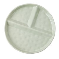 Bothyi - Plato De Servir Fácil De Llenar Práctico Plato Llano De Porcelana De 3 Compartimentos Redondo Verde