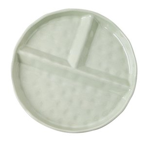 Bothyi - Plato De Servir Fácil De Llenar Práctico Plato Llano De Porcelana De 3 Compartimentos Redondo Verde