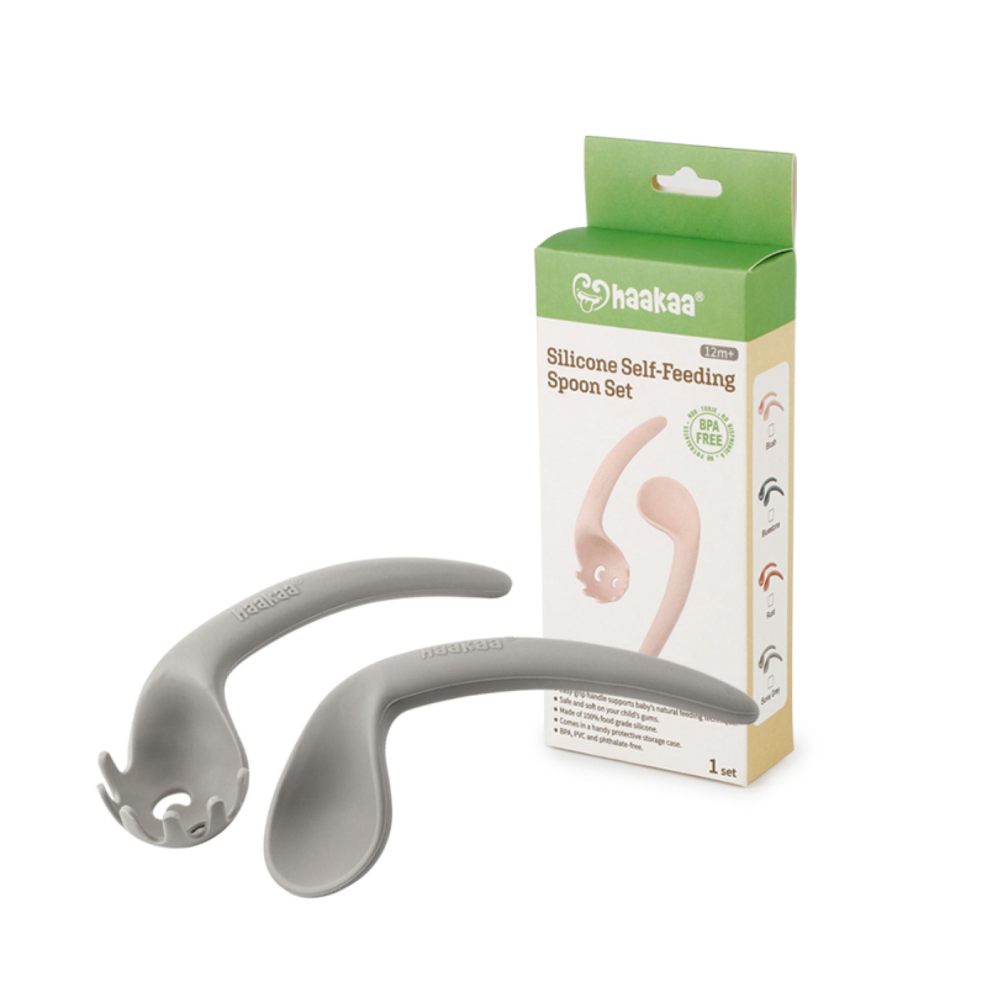 Utensilio para alimentación Cubiertos curvos de silicona Gris