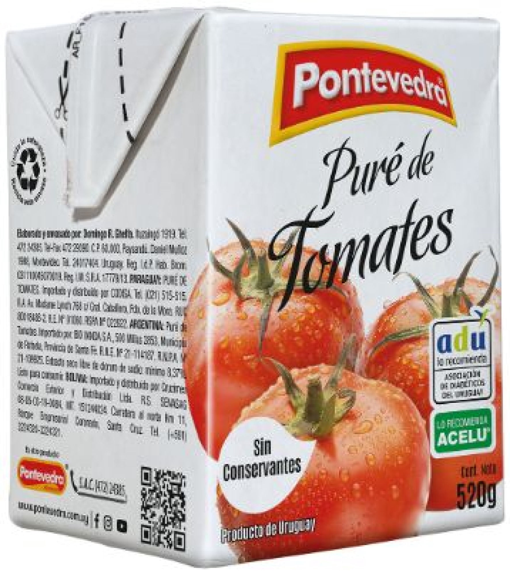 Puré De Tomate - Concentrado De Tomate Caja 520 g Pontevedra