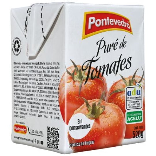 Puré De Tomate - Concentrado De Tomate Caja 520 g Pontevedra