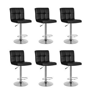 Global Latin Group - Pack 6 Sillas Taburete Tipo Bar Ajustable 60-80Cm Con Respaldo Negro