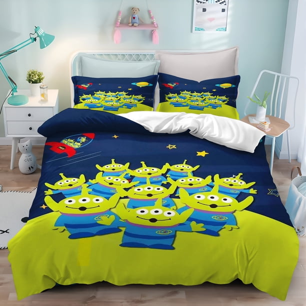 Alien Duvet Cover Cartoon 3-Piece Set Three-eyed Boy Children Cute Polyester Soft Breathable Comforter Animation Bedding