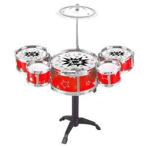 Magideal - Juego De Batería De Jazz Para Niños, Mini Batería De Percusión De Iluminación Musical, Juguete Musical Para Niños, Regalos De Cumpleaños Preescolares Rojo