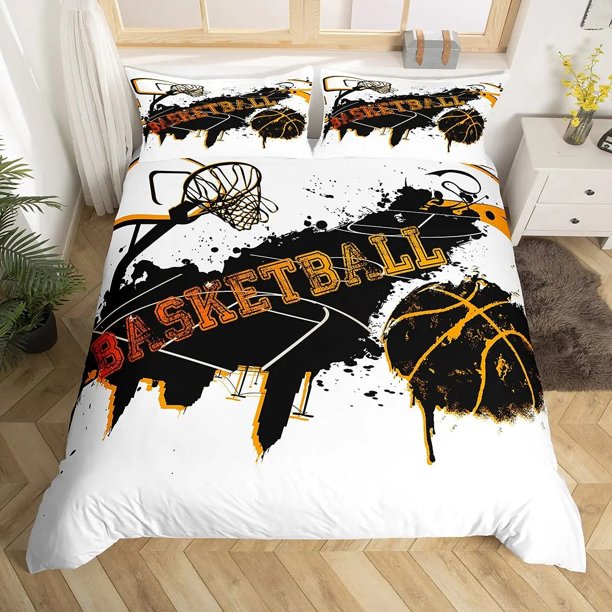 Basketball Cartoon Duvet Cover Bedding Set 100% Polyester 3D Digital Printing Kids Boys Bedding King Size Printing Kids Gift Bed Sheets