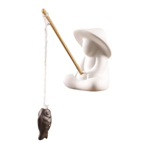 Bothyi - Figura En Miniatura De Pescador, Decoración De Pecera Para Estante, Sala De Estar, Estantería