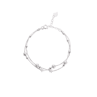 Fershop - Pulsera Plateada Estrella Doble Cadena