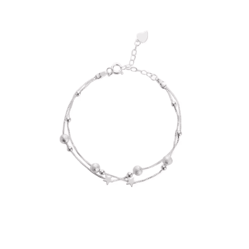 Fershop - Pulsera Plateada Estrella Doble Cadena