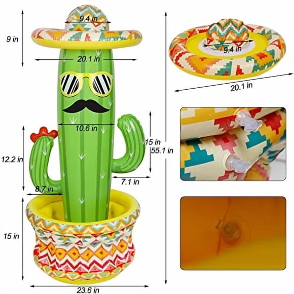 Triumpeek Refrigerador de Cactus Inflable de 55", Fiesta Cubo de Hielo Inflable de Cactus