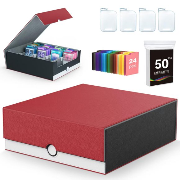 Caja de almacenamiento de tarjetas coleccionables ENTUMO de 4 filas, más de 3200, con fundas y separadores