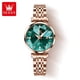 thumbnail image 3 of Reloj de Cuarzo para Mujer Esfera Esmeralda Detalles de Cristal Correa Acero Inoxidable verde para uso diario, 3 of 3