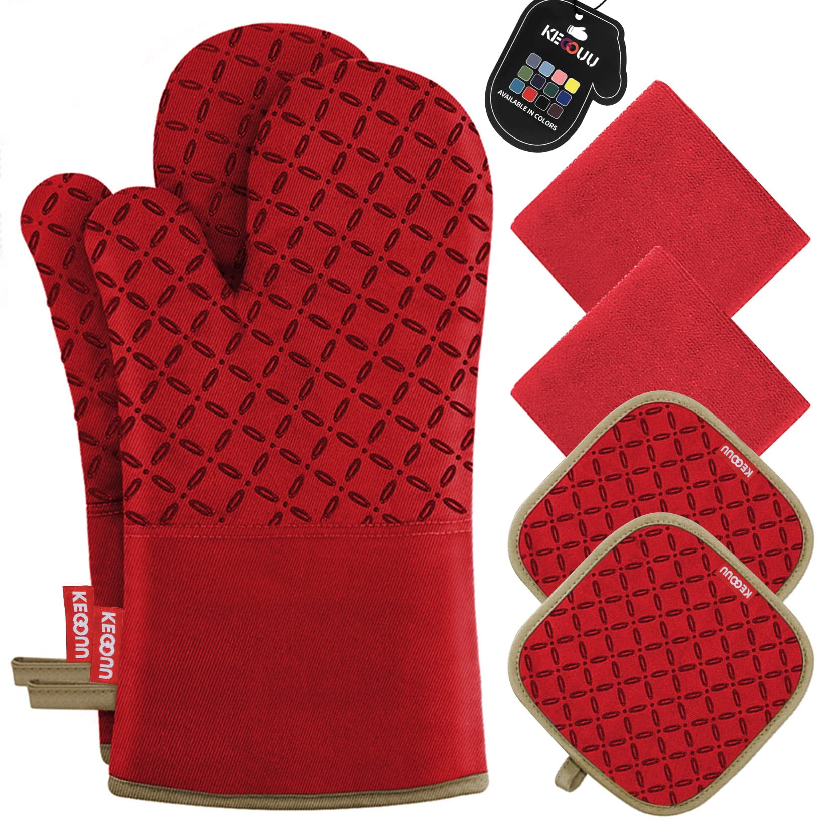 Juego De Guantes Y Soportes Para Ollas Kegouu De Alta Resistencia Al Calor