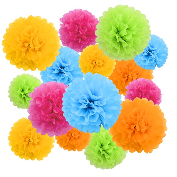 Pompones de papel con forma de flor de hígado para decoración de fiestas, 15 unidades