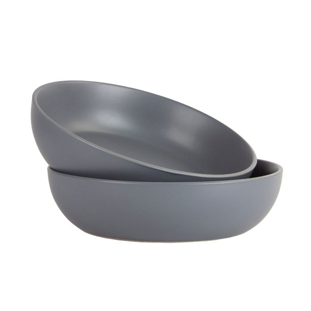 Juego de 2 tazones de servir Wazee Matte de 9" (23 cm) / 48 oz (1.420 ml) de 10 Strawberry Street, color carbón