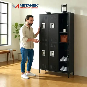 Recilock - Casillero Locker Metálico Black: 3 Cuerpos 6 Puertas - Sa-Sllf3X6