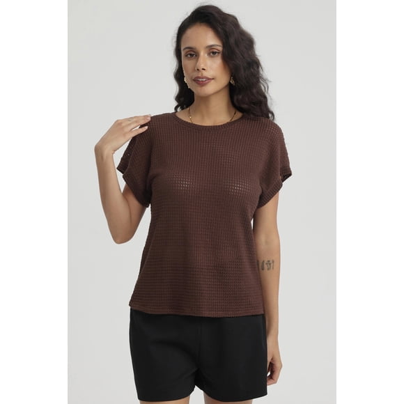 Polera Mujer Textura Café Oscuro