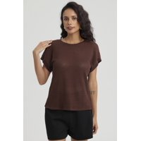 Fashionspark - Polera Mujer Textura Café Oscuro