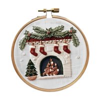 Bothyi - Kit De Inicio De Bordado Navideño, Pintura Decorativa, Punto De Cruz Para Adultos, Chimenea