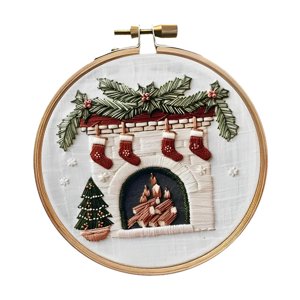 Bothyi - Kit De Inicio De Bordado Navideño, Pintura Decorativa, Punto De Cruz Para Adultos, Chimenea